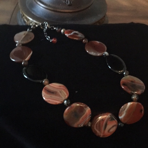 Handmade Carnelian and Onyx Necklace - Picture 2 of 4